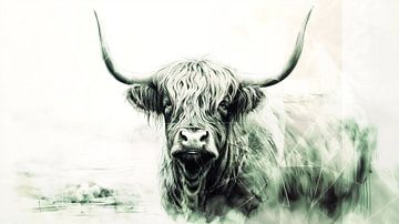 Vache écossaise Highlander art minimal sur Vlindertuin-Art
