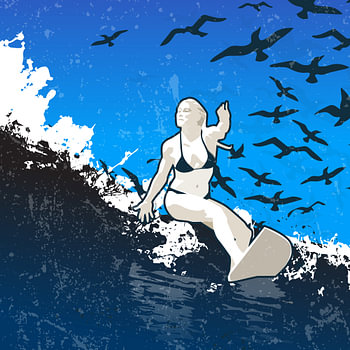Dame sur les vagues