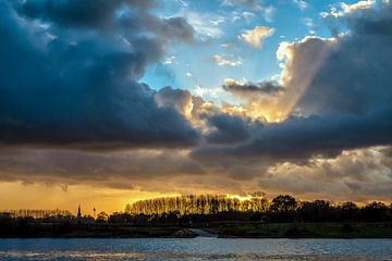 Sunset on the banks of the River Meuse by jacky weckx