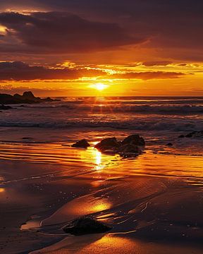 Gouden glinstering op het strand van fernlichtsicht