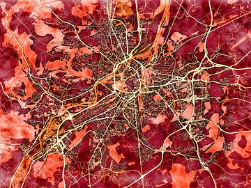 Kaart van Metz in de stijl 'Amber Autumn' van Maporia
