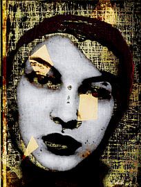 ZARETHA Noir Gold Fragment Portrait Wall Art by Mavro Orbino