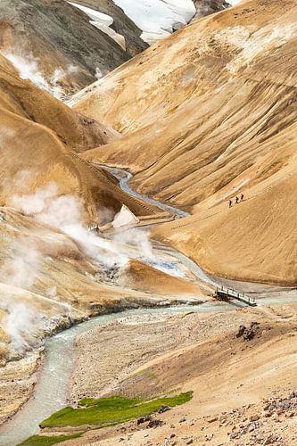 Hikers on Kerlingarfjöll a mountain range in Iceland