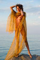 Young woman naked on a rock by the sea II