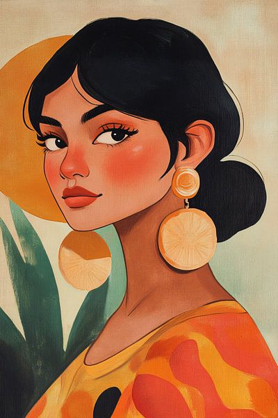 Woman with stylish earrings by Art & Soul Creations
