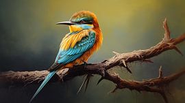 Guêpier d'Europe (Merops apiaster) sur une branche dans le jardin