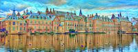 Modern Panorama Schilderij Binnenhof aan Hofvijver Den Haag