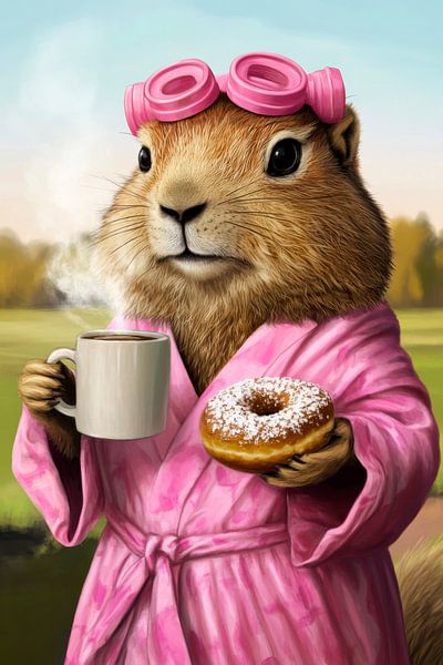 Ein entspannter Morgen mit Donut von Poster Art Shop
