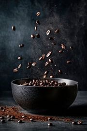 Grains de café dans l'air - Sombre et élégant sur Poster Art Shop