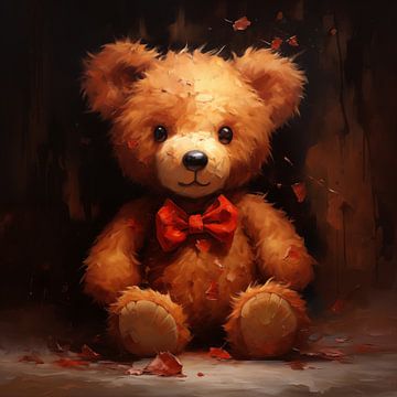 Teddy bear oil painting