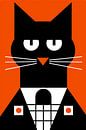 Minimalist Black Cat in Tuxedo Art Print by Imperial Art House thumbnail