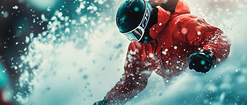 Extremsportler im Pulverschnee von Poster Art Shop