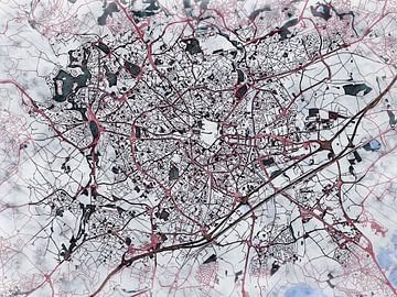 Kaart van Montpellier in de stijl 'White Winter' van Maporia