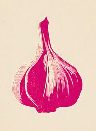 Stylised garlic motif in bright pink by drdigitaldesign