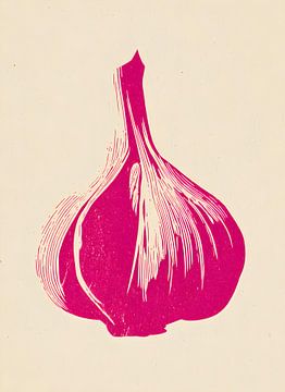 Stylised garlic motif in bright pink by drdigitaldesign