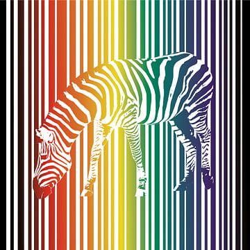 Regenboog zebra van Bianca Wisseloo