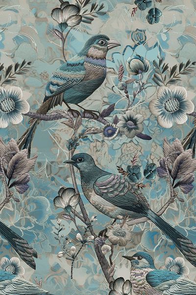 Embroidery Bird And Flowers by Andrea Haase