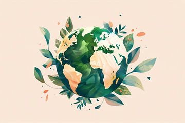 Green earth surrounded by leaves by Imperial Art House