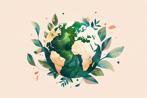 Groene aarde met bladeren omringd