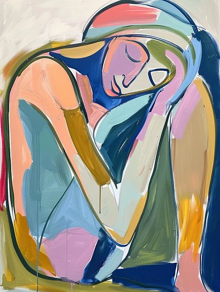 Minimalist Woman Portrait With Colour by Eye catching paintings