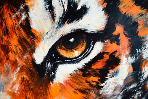 Tijgeroog schilderij detail