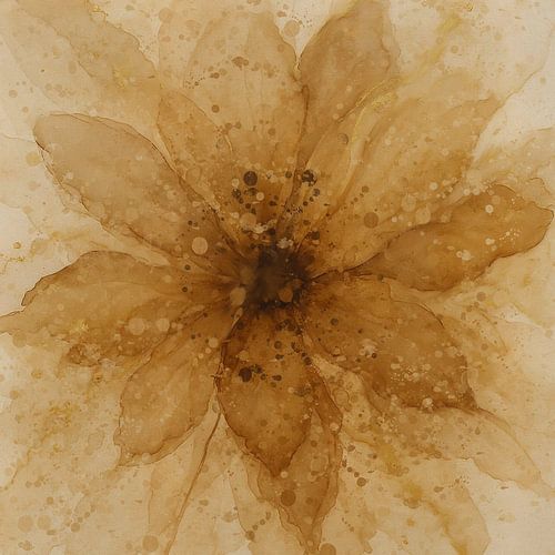 Botanical Brilliance XII Botanical Beauty Aquarelle abstraite dans les tons de terre brun rouille, jaune ocre sur MadameRuiz