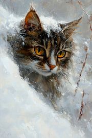 Katze im Schnee von Poster Art Shop