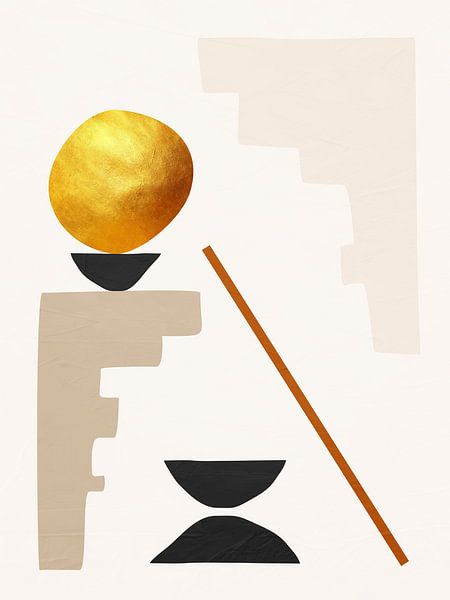 Organische abstracte kunst - aardse tinten van Online Arts