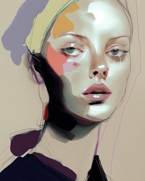 Portrait abstrait moderne aux couleurs pastel sur Studio Allee
