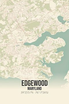 Vintage landkaart van Edgewood (Maryland), USA. van MijnStadsPoster