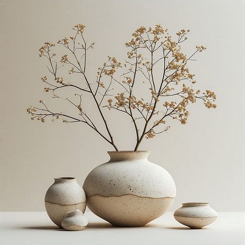 A Wabi-Sabi Japandi vase with cow parsley.