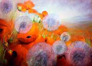 Mohnblumenwiese mit Pusteblumen von Annette Schmucker Miniaturansicht