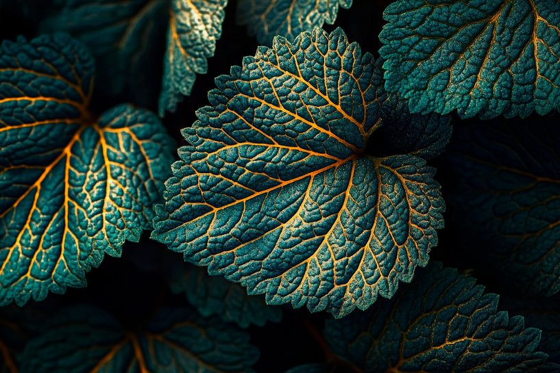 Groene bladeren in detail - close-up van Poster Art Shop