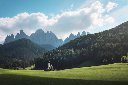 St Johann in Ranui kapel. Dolomieten, Italië