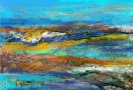 farbenfrohe abstrakte Landschaft mit Türkis und Blau von Claudia Gründler Miniaturansicht