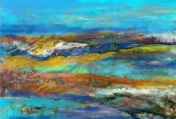 farbenfrohe Landschaft mit Türkis und Blau von Claudia Gründler