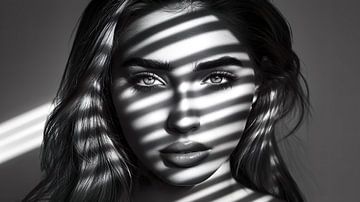 Black and white portrait of a woman by PixelPrestige