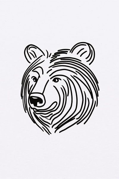 Black-and-white line illustration of a bear by Art & Soul Creations