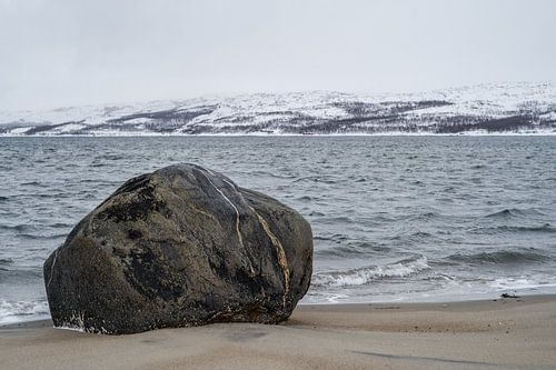 Zwerfkei op het strand