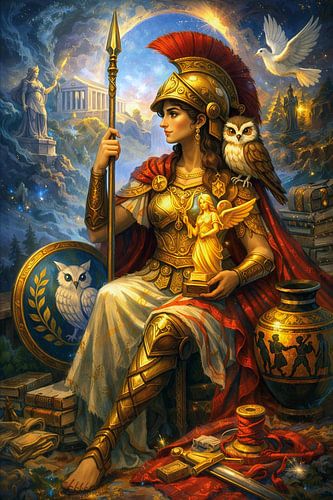 Pallas Athena Griekse Godin schilderij.