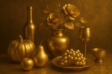 Monochrome goldene Blumen und Früchte von Imperial Art House