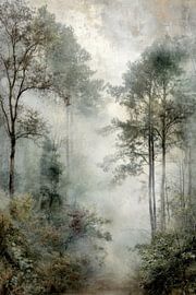 Abstract Forest Landscape - Green Beige Tranquil Painting