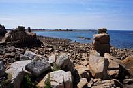 Special rock formation couple in love at the pink granite coast Brittany by Sandra van der Burg thumbnail