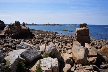 Special rock formation couple in love at the pink granite coast Brittany by Sandra van der Burg