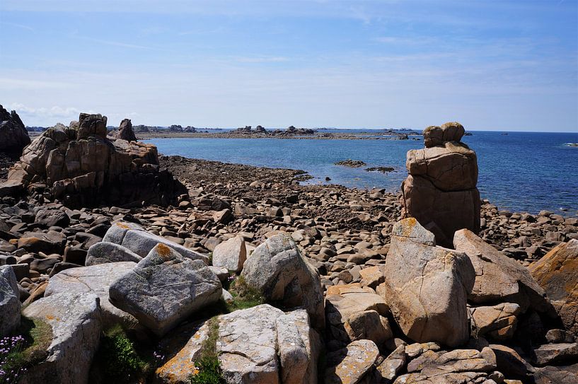 Special rock formation couple in love at the pink granite coast Brittany by Sandra van der Burg