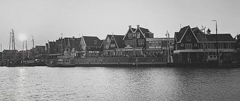 Harbour of Volendam in black and white