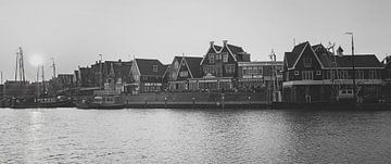 Harbour of Volendam in black and white by Chris Snoek