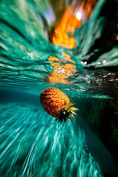 Ananas im Wasser – Schwimmende Frische von Poster Art Shop