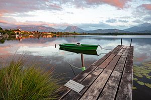 Hopfensee with jetty and rowing boat by Leo Schindzielorz