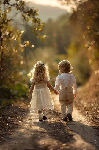 young children hand in hand